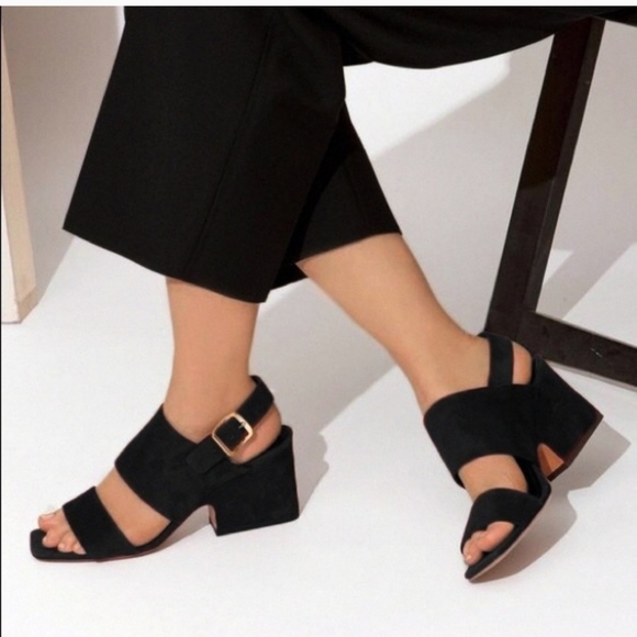 CELINE RED SUEDE BLOCK HEEL STRAPPY SANDALS 37.5 - Picture 9 of 9